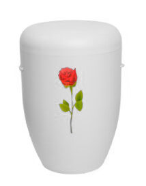 F60 Natur-Faser-Urne Weiß 4x4 farbig mit Rose handgefertigt