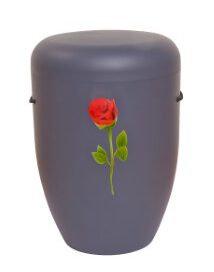 F61 Natur-Faser-Urne Grau 4x4 farbig mit Rose handgefertig