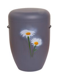 F100 Natur-Faser-Urne Grau 4x4 farbig mit Margaritte handgefertigt
