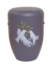 F111 Natur-Faser-Urne Grau 4x4 farbig mit Friedenstauben