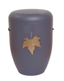 F41 Natur-Faser-Urne Grau mit Ahornblatt Gold