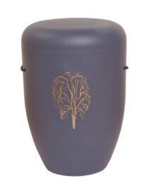 F90 Natur-Faser-Urne Grau mit Trauerbaum Gold